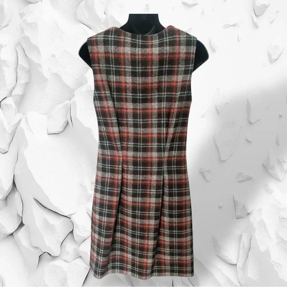 Boden British Tweed by Moon Plaid Dress Size US 6R UK 10R Brown Pink - Picture 5 of 16